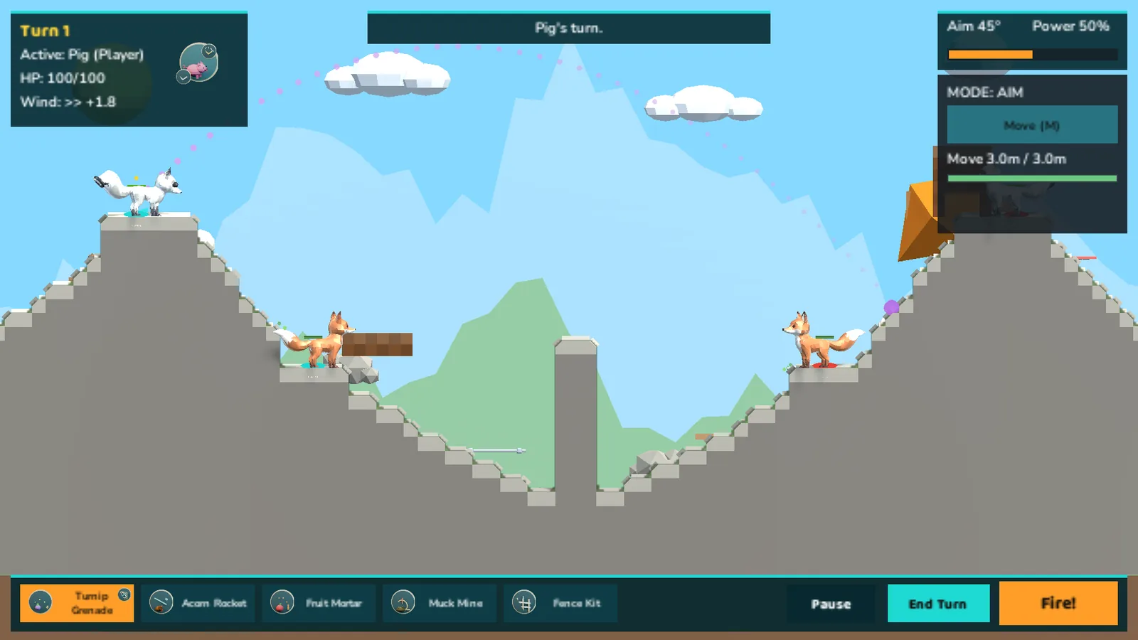 Animal Arsenal battle on the Cliff Coop map with tall cliffs and animals perched on stone steps.