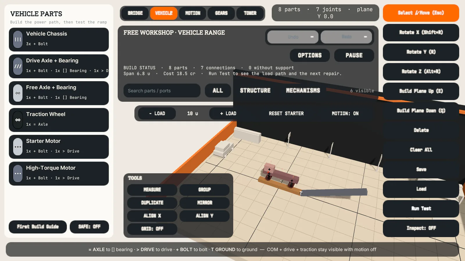 ForceBox vehicle range with a small wheeled vehicle built from a chassis, axles, wheels, and a motor.